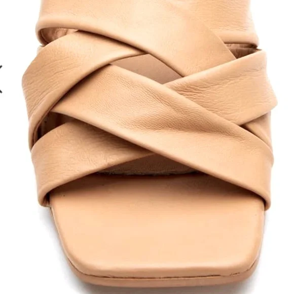 Natural Woven Slide Sandals Matisse Leather Pressure Size 7M Neutral Comfort - Picture 5 of 14